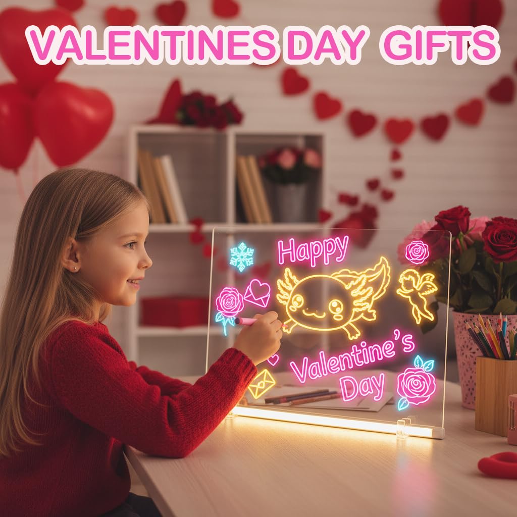 Kyclums Lumiboard LED Drawing Board – 7-Color Light-Up Dry Erase (13.7”x10”)