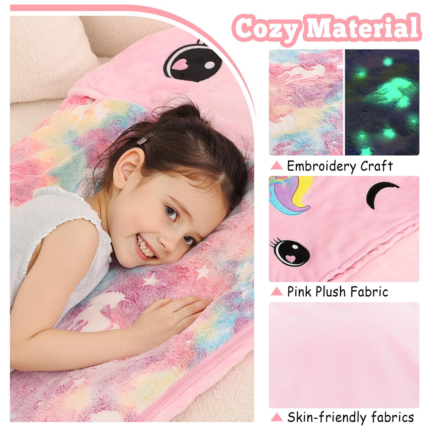 Kyerlish Kids Sleeping Bag – 2-in-1 Unicorn Plush Nap Mat (68 x 26), Ages 3–12