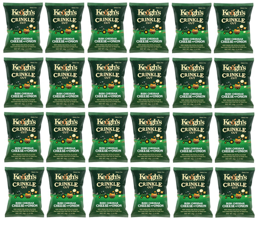 24 x Keoghs Crinkle Cut Cheddar & Red Onion 45Gm
