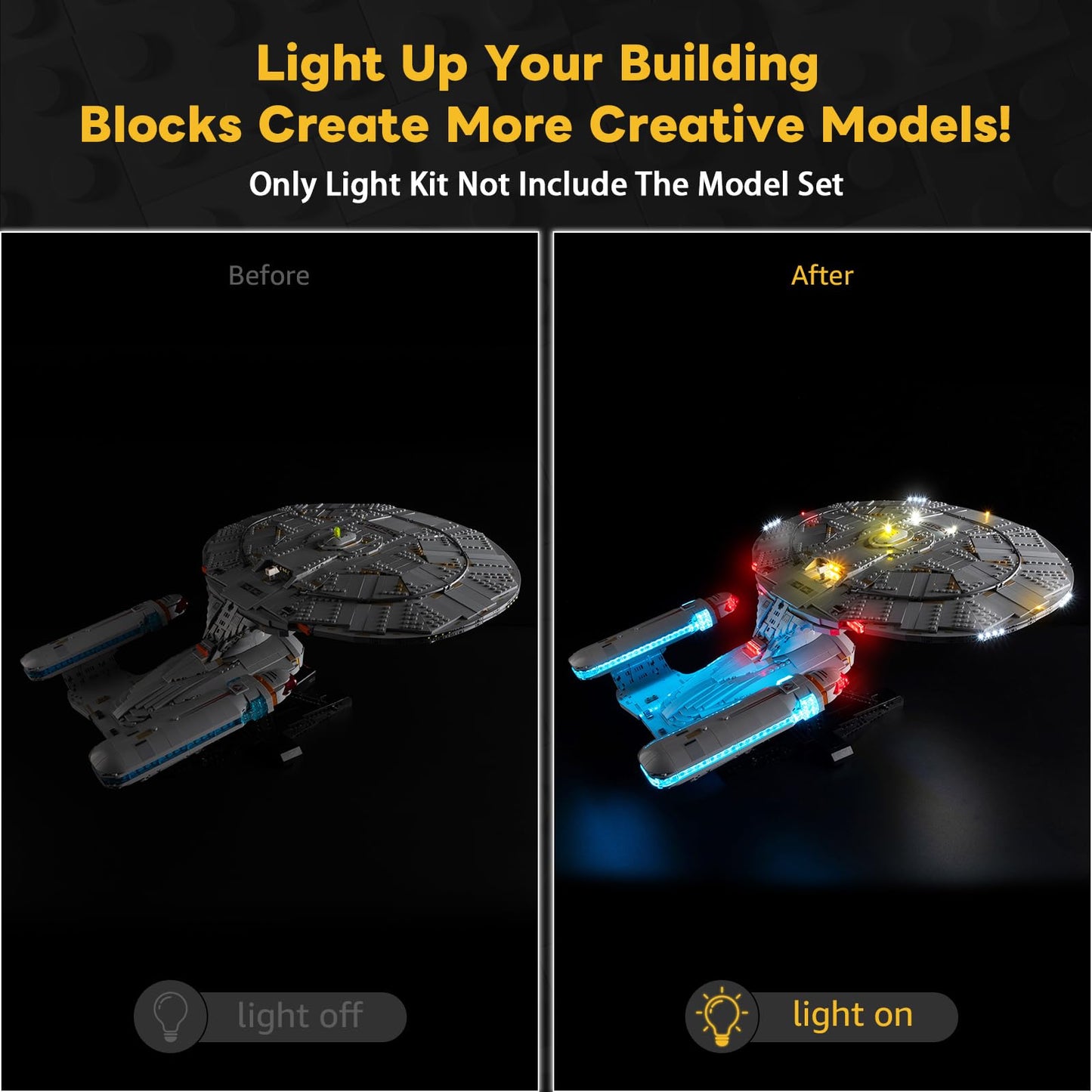 Kyglaring LED Light Kit for LEGO 10356 U.S.S. Enterprise NCC-1701-D | Pro-Grade Dimming & Color Accuracy (Lights Only)