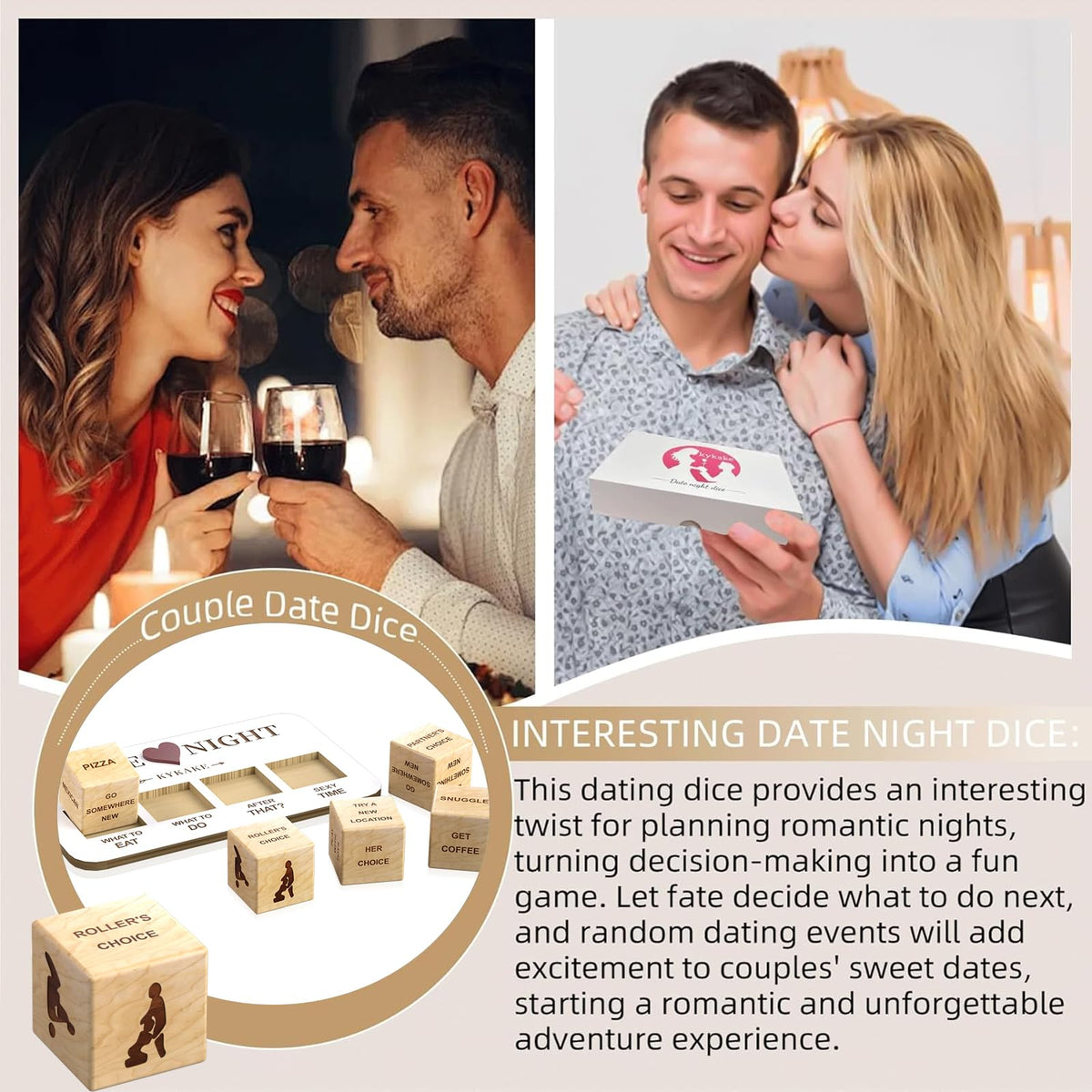 Kykake Date Night Dice – Valentine’s Gifts for Him & Her | Romantic Couple Game