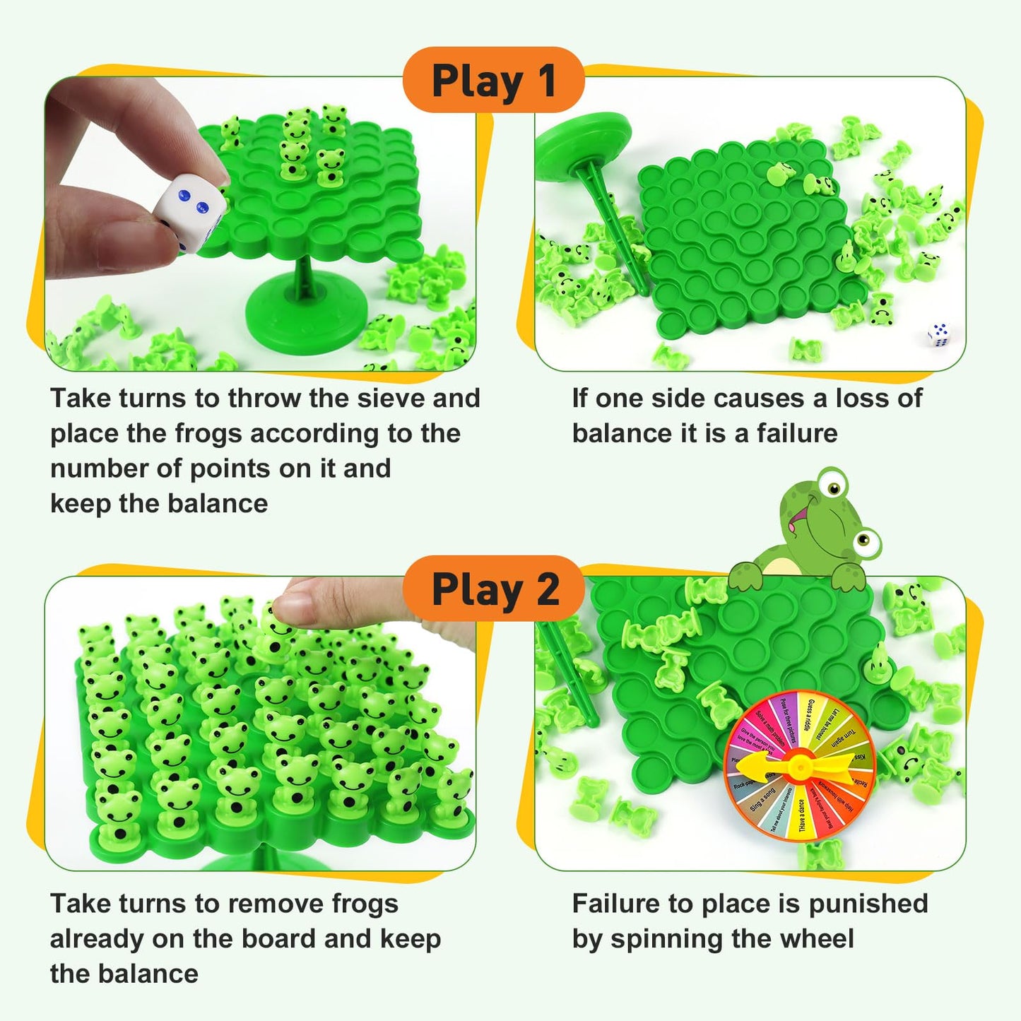 kykake Frog Balance Game Toys - Two-Player Family Puzzle & Montessori Toy