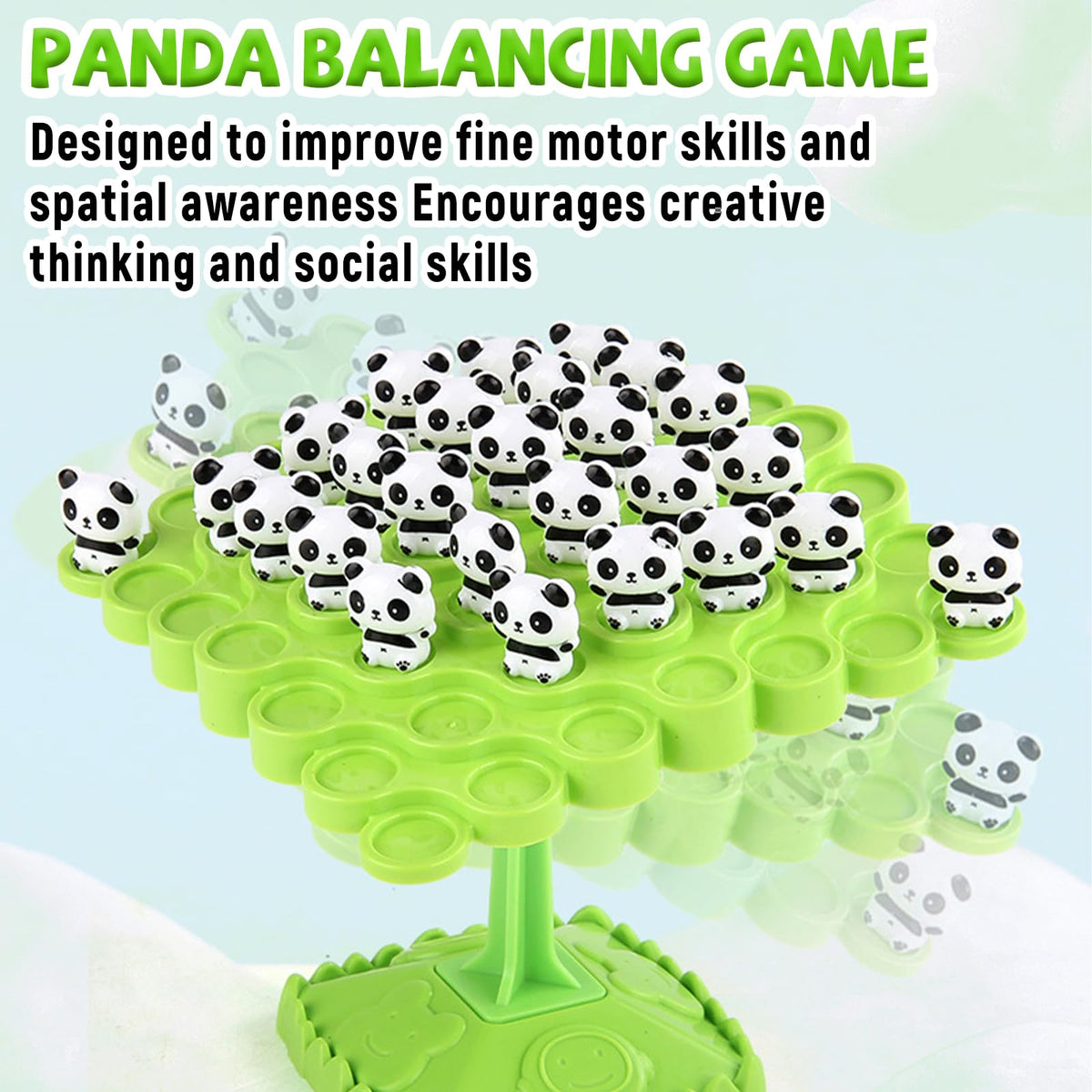 kykake Panda Balance Game Toy – Two-Player Family Tabletop Puzzle, Montessori Toy