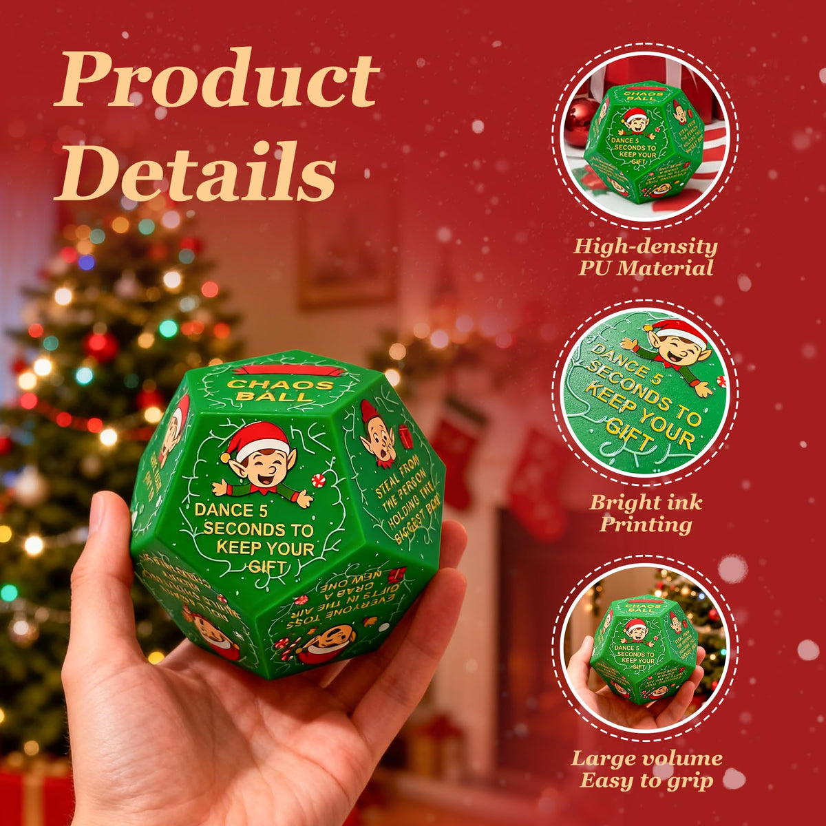 kykake 2025 Santa Swap Gift Exchange Dice — Large Christmas Gift Dice for Teens & Adults