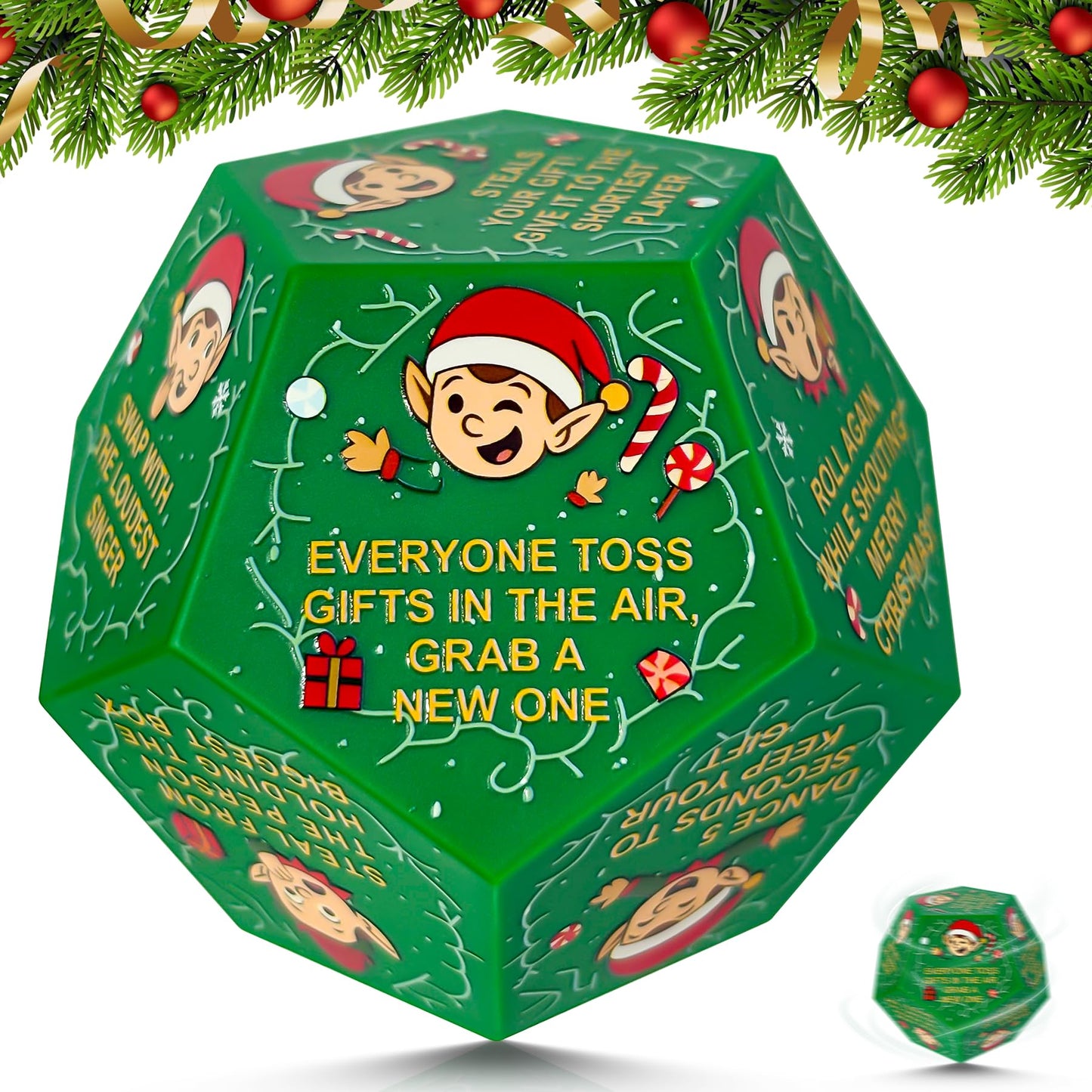kykake 2025 Santa Swap Gift Exchange Dice — Large Christmas Gift Dice for Teens & Adults