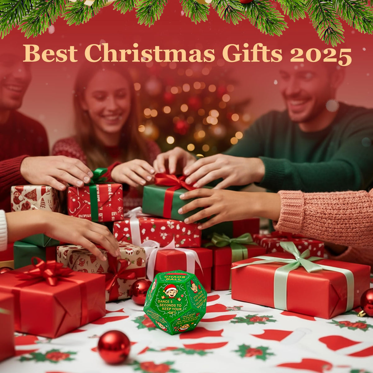 kykake 2025 Santa Swap Gift Exchange Dice — Large Christmas Gift Dice for Teens & Adults