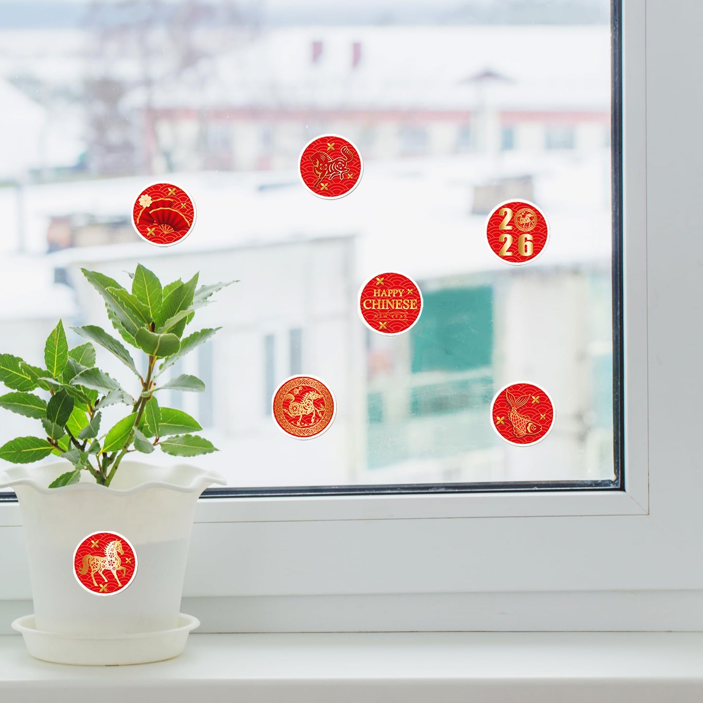 KYMY 2026 Chinese New Year Stickers – 180 Pcs Zodiac Horse Theme for Bottles, Envelopes & Decor