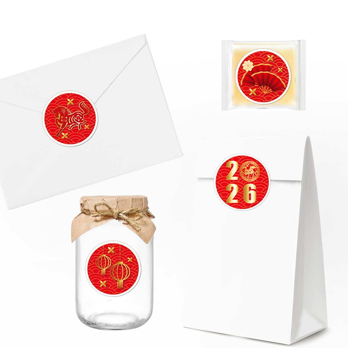 KYMY 2026 Chinese New Year Stickers – 180 Pcs Zodiac Horse Theme for Bottles, Envelopes & Decor