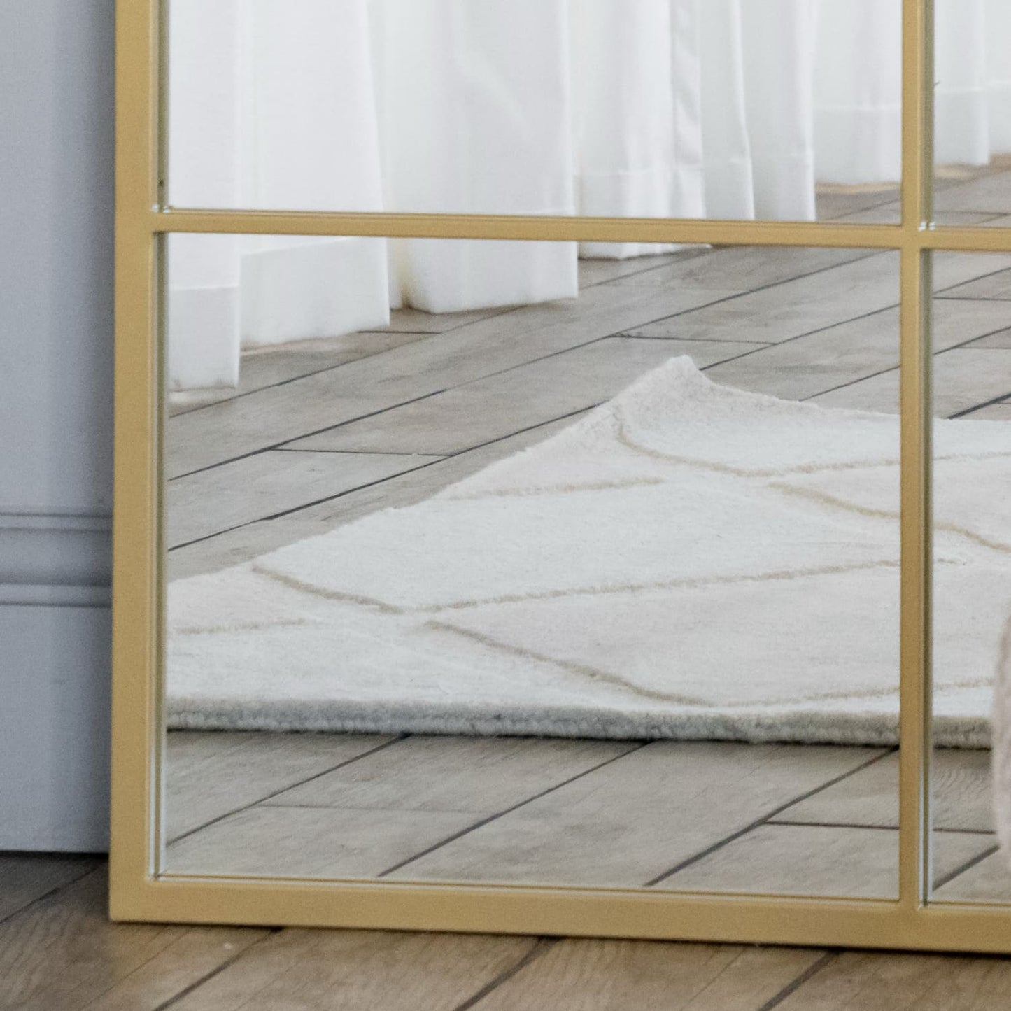 Kyō - Full Length Gold Metal Rectangle Lattice Grid Mirror - 180cm x 105cm
