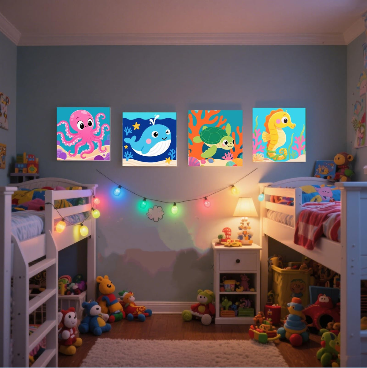 KYOQFVN Framed 4 Pack Paint by Number for Kids – Ocean Animals (8x8in)