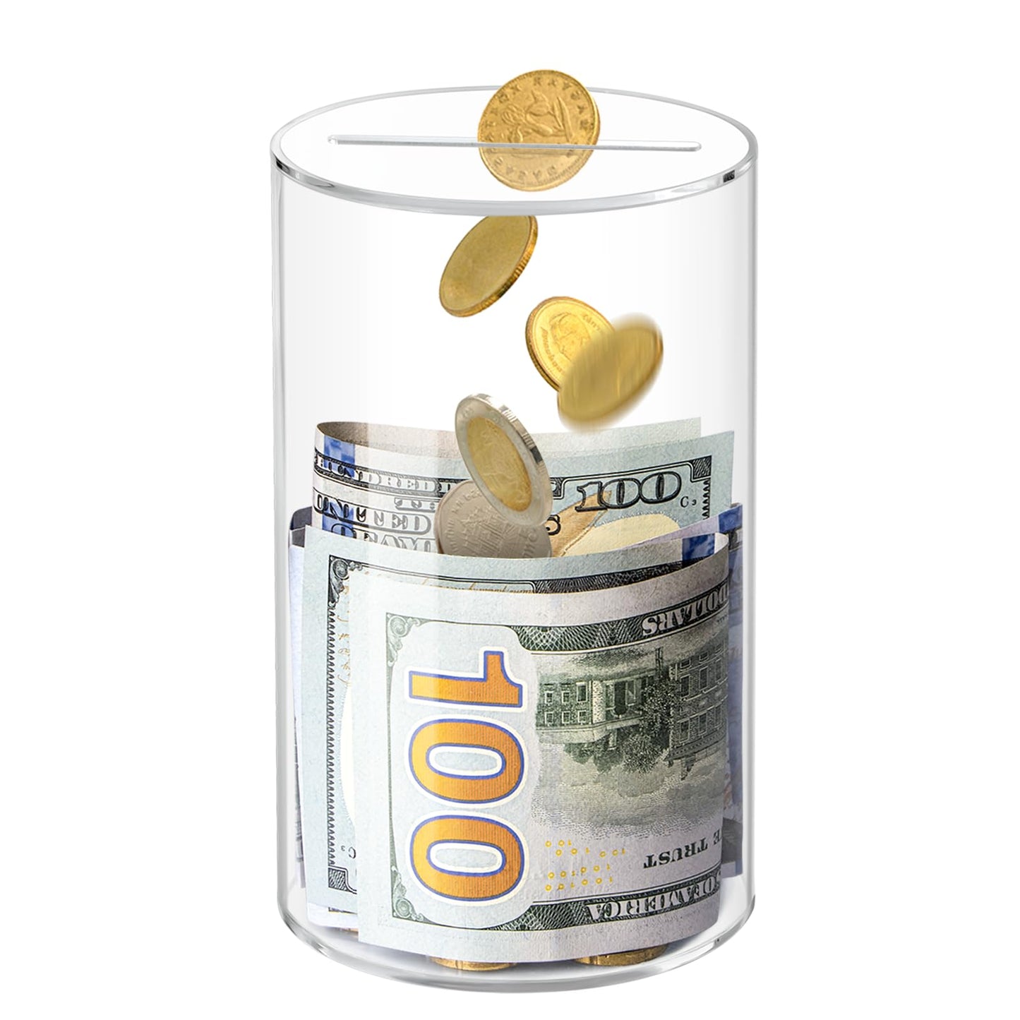 Kypeeka Clear Acrylic Piggy Bank – Break-to-Open Saving Jar for Kids (6 inches high, 3.5 inches diameter)