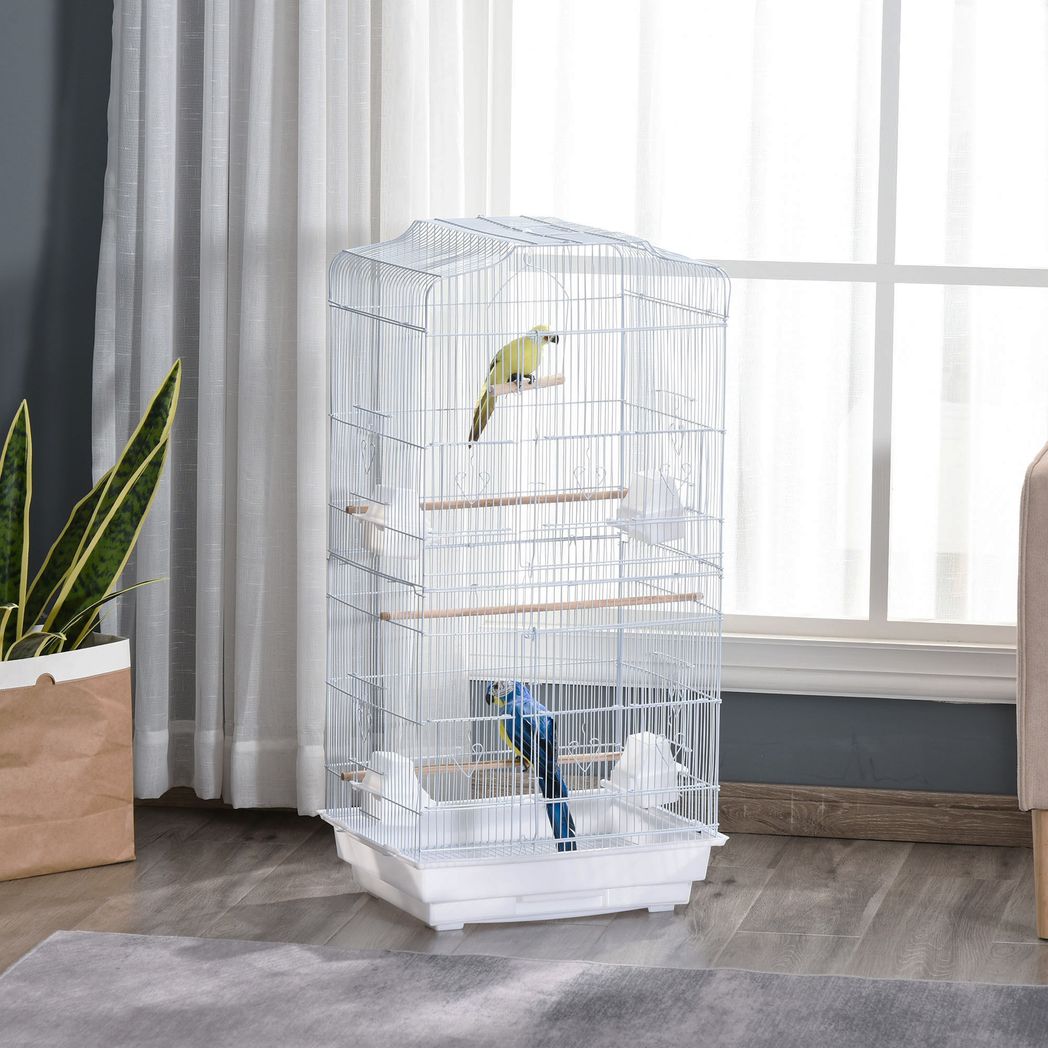 PawHut Bird Cage with Stand, Perches, Food Bowls, Swing