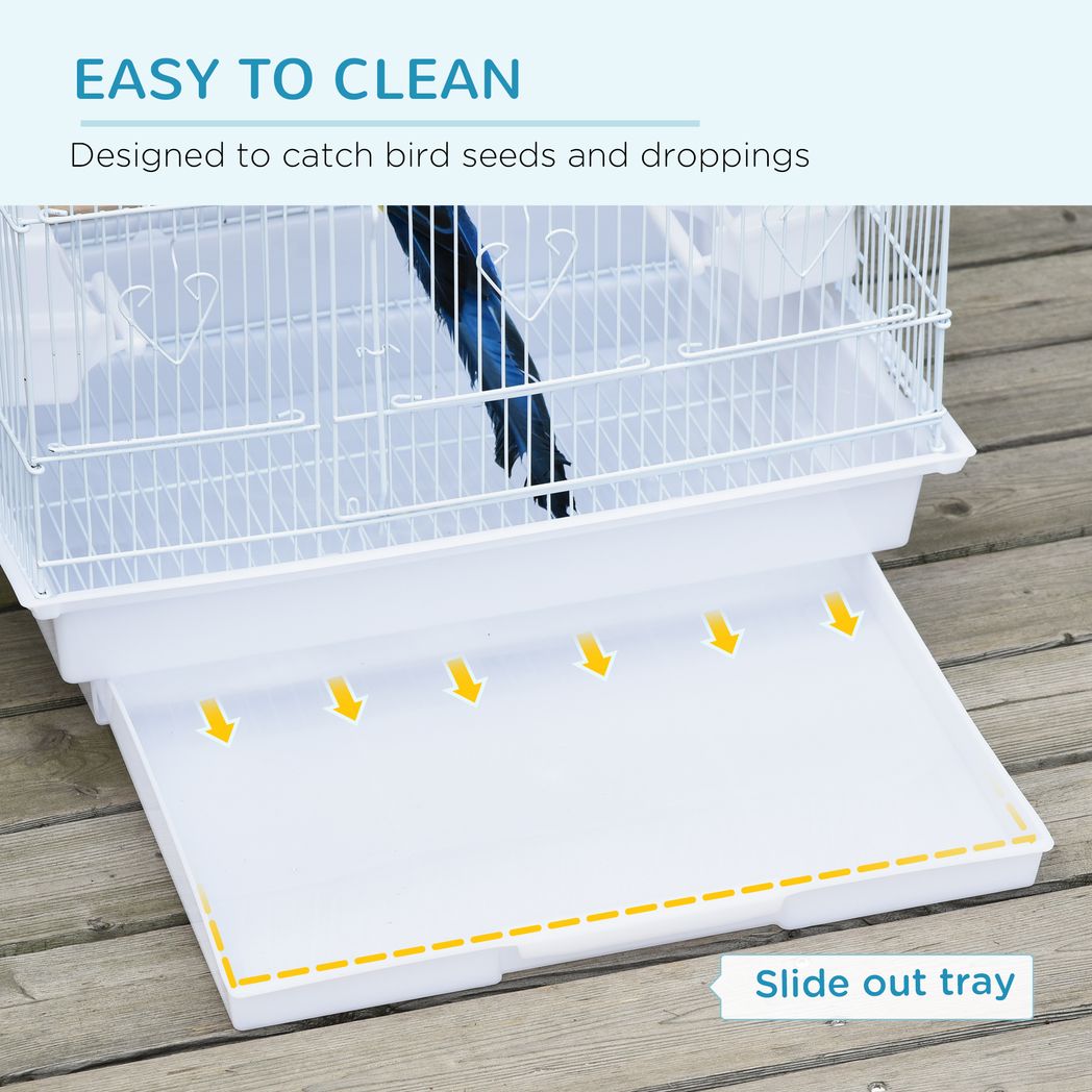 PawHut Bird Cage with Stand, Perches, Food Bowls, Swing