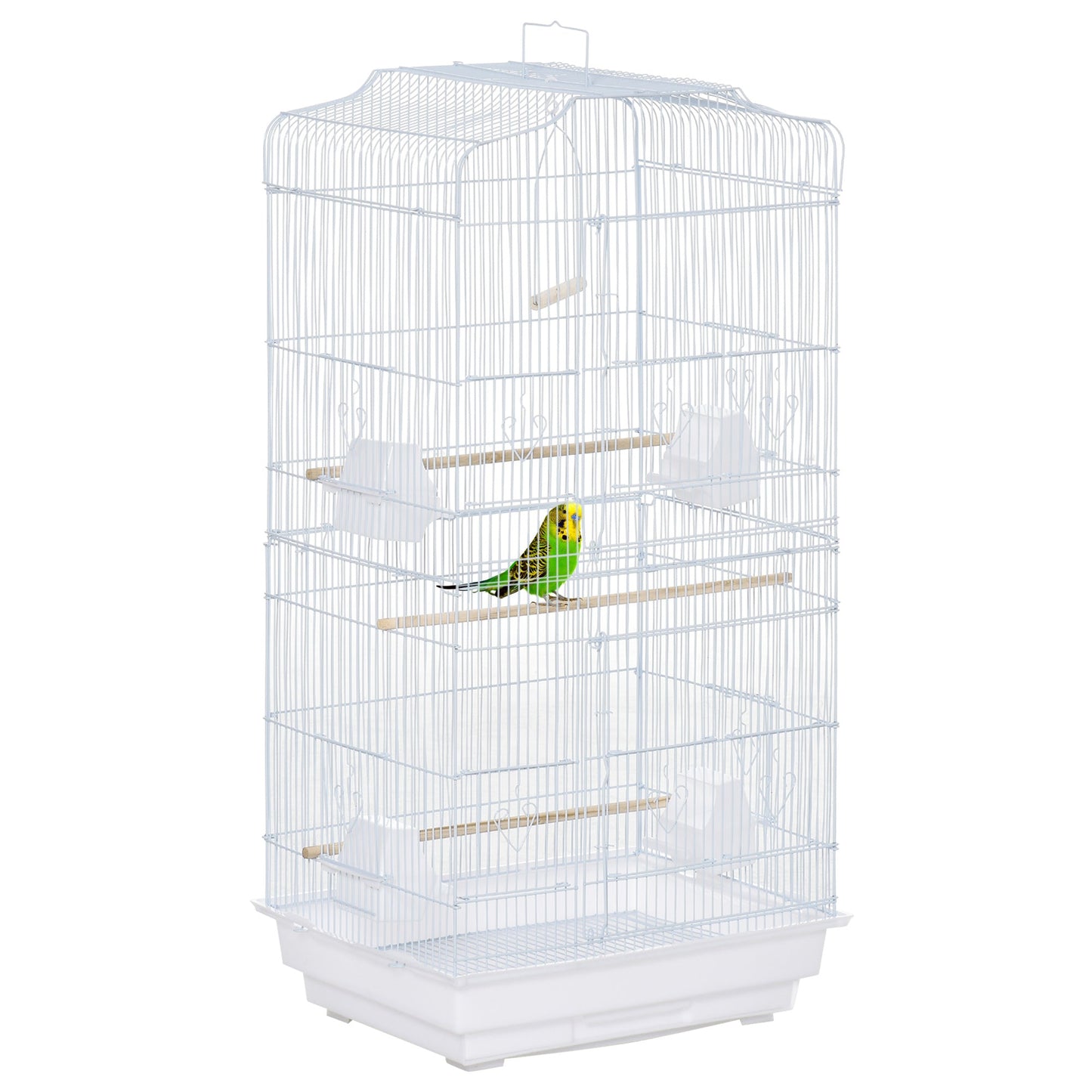 PawHut Bird Cage with Stand, Perches, Food Bowls, Swing