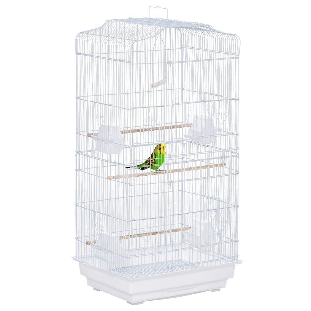 PawHut Bird Cage with Stand, Perches, Food Bowls, Swing