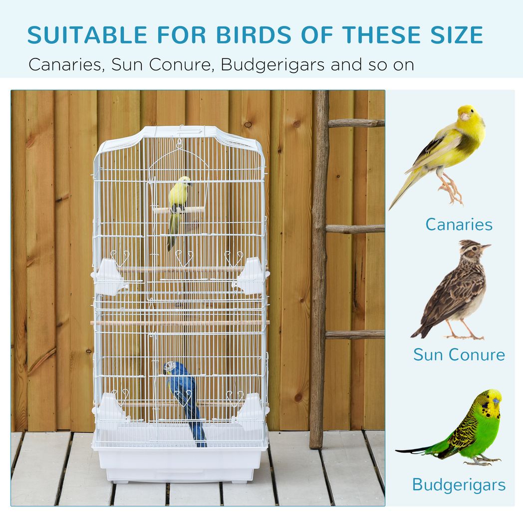 PawHut Bird Cage with Stand, Perches, Food Bowls, Swing
