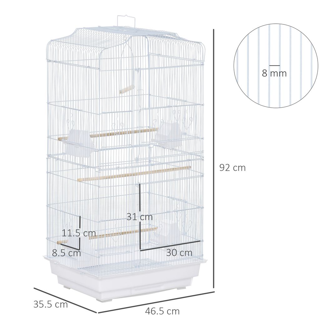 PawHut Bird Cage with Stand, Perches, Food Bowls, Swing