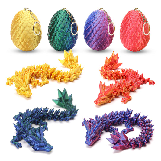 KZPPZ 4-Pack 3D Printed Dragon Eggs with Dragon Inside – Easter Toys