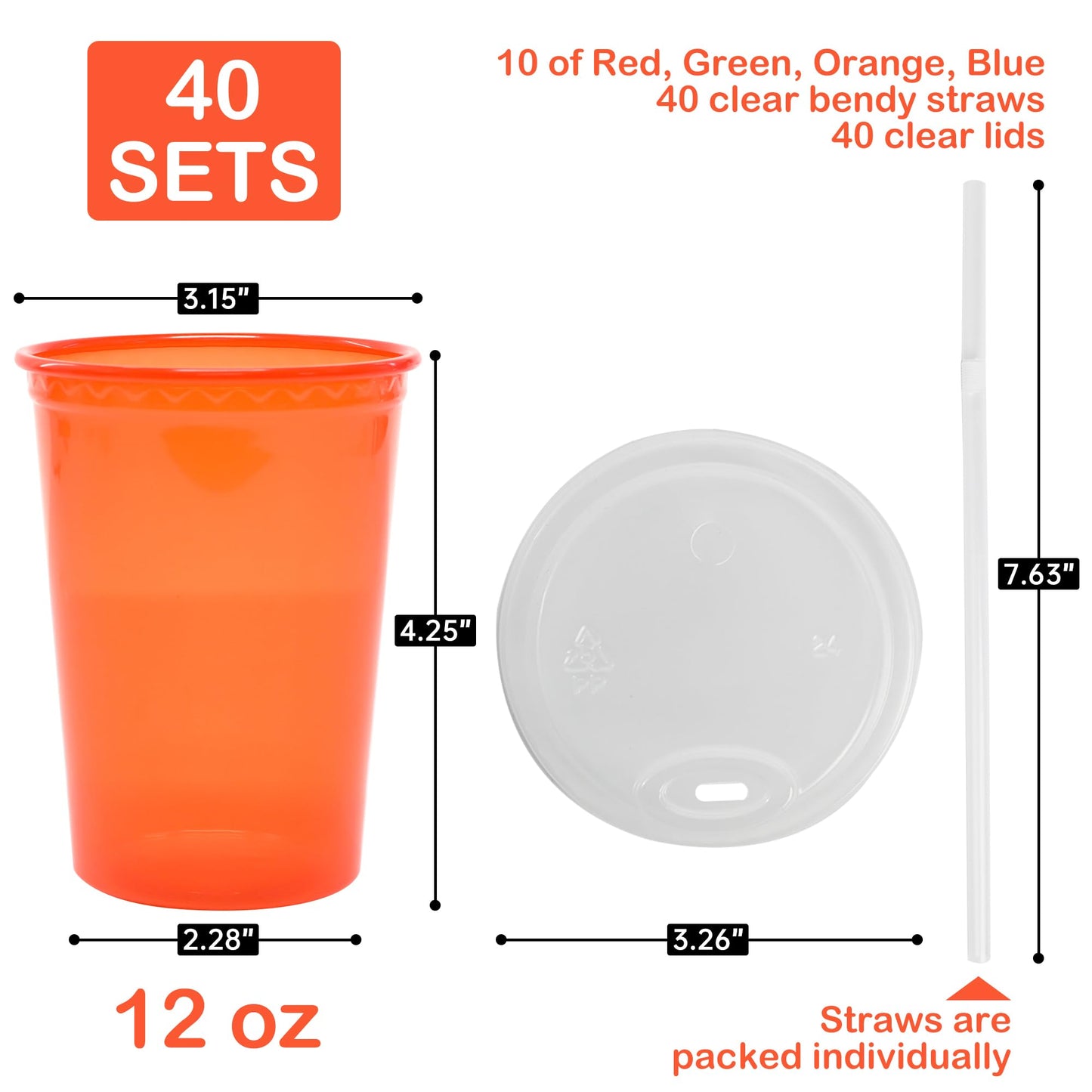 L LIKED 12oz Kids Sippy Cups – 40-Count Set, 4 Colors, Spill-Proof, BPA-Free