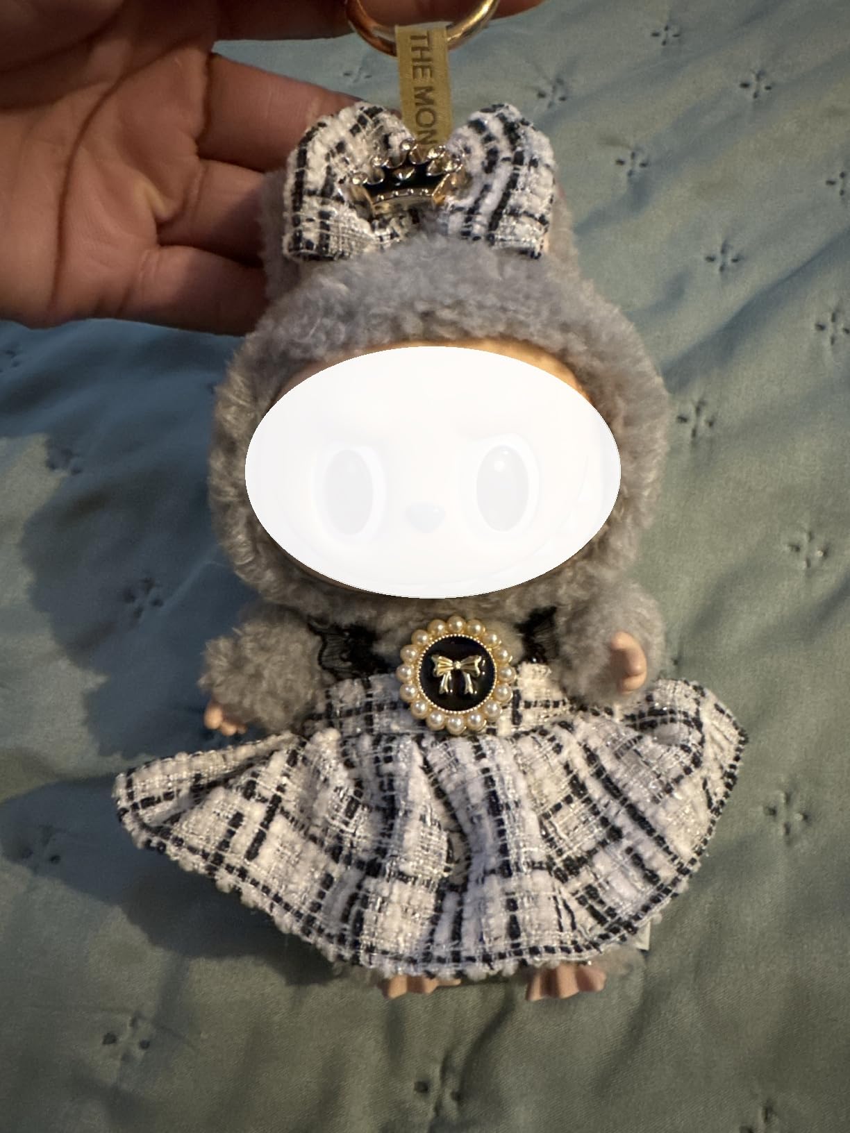 La Bubu 17cm Doll Outfit – Crochet Dress & Bow Tie Set for LABUBU