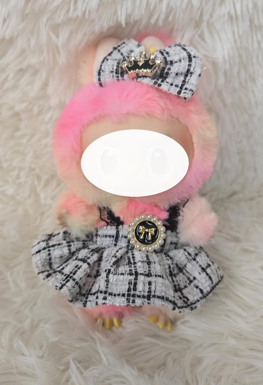 La Bubu 17cm Doll Outfit – Crochet Dress & Bow Tie Set for LABUBU