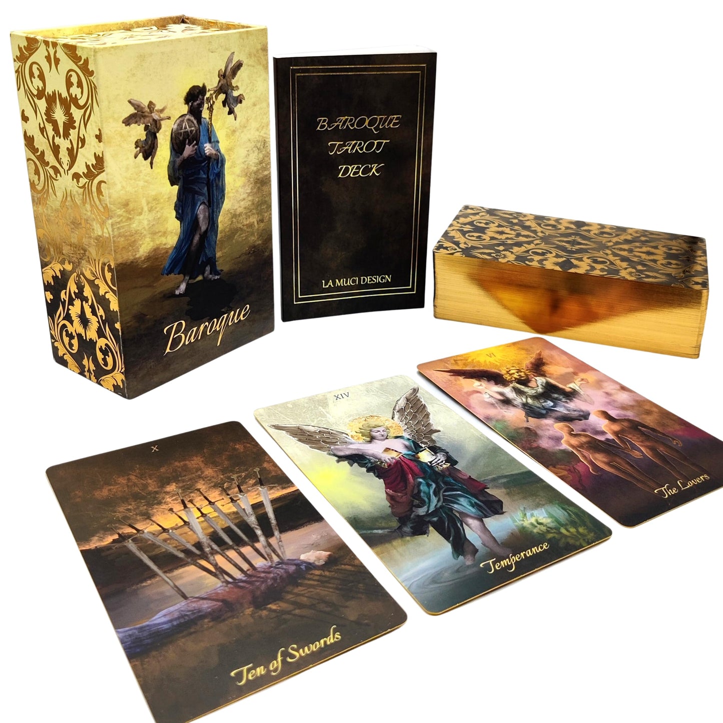 La Muci Baroque Gold Foil Tarot – 78-Card Deck with Guidebook for Beginners