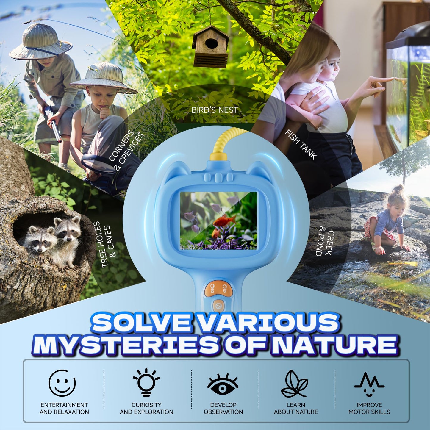 laaguu Borescope Snake Camera with Light for Kids | STEM Endoscope Educational Toy Kit