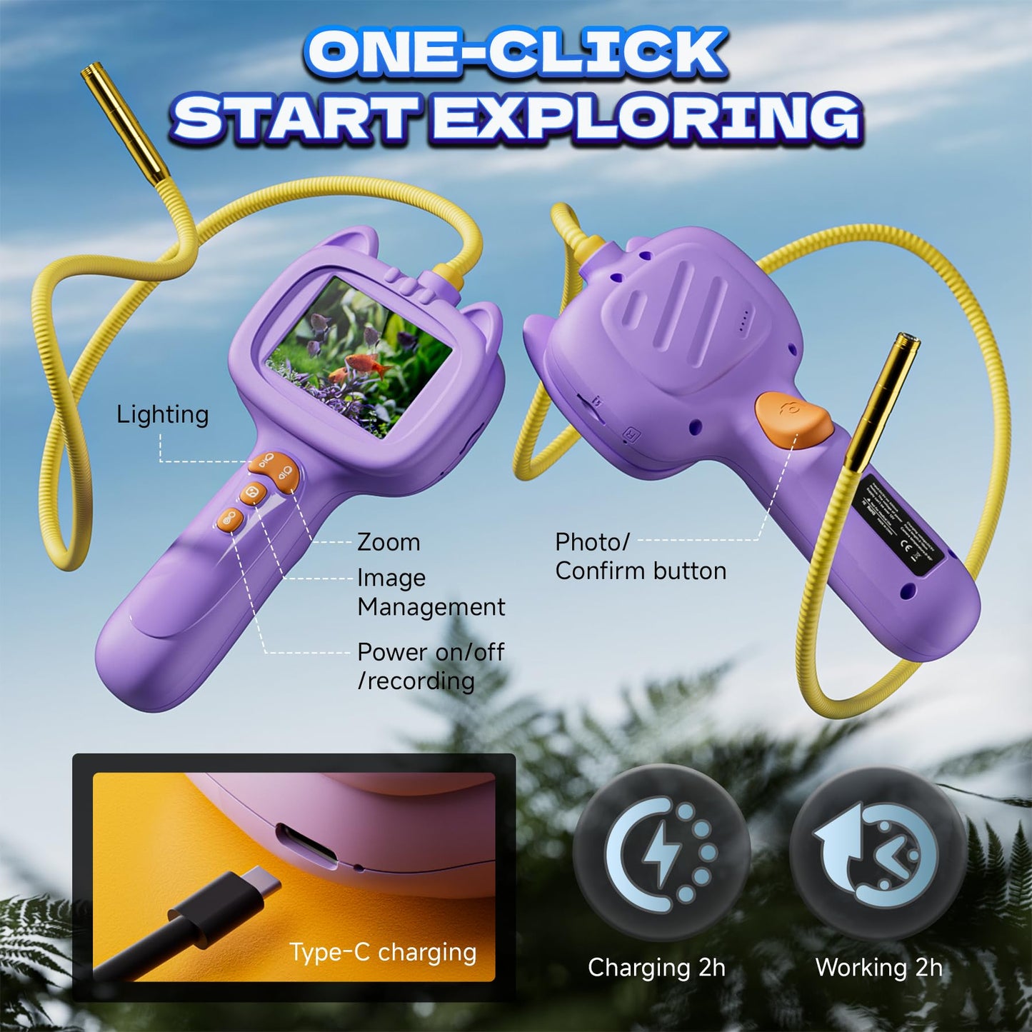 laaguu Borescope Snake Camera with Light for Kids | STEM Endoscope Educational Toy Kit