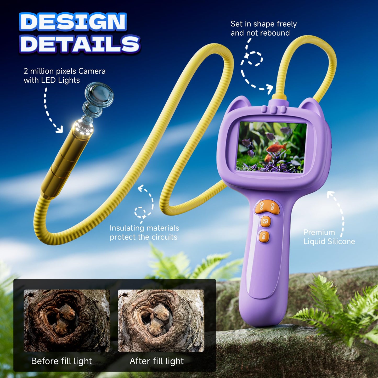laaguu Borescope Snake Camera with Light for Kids | STEM Endoscope Educational Toy Kit