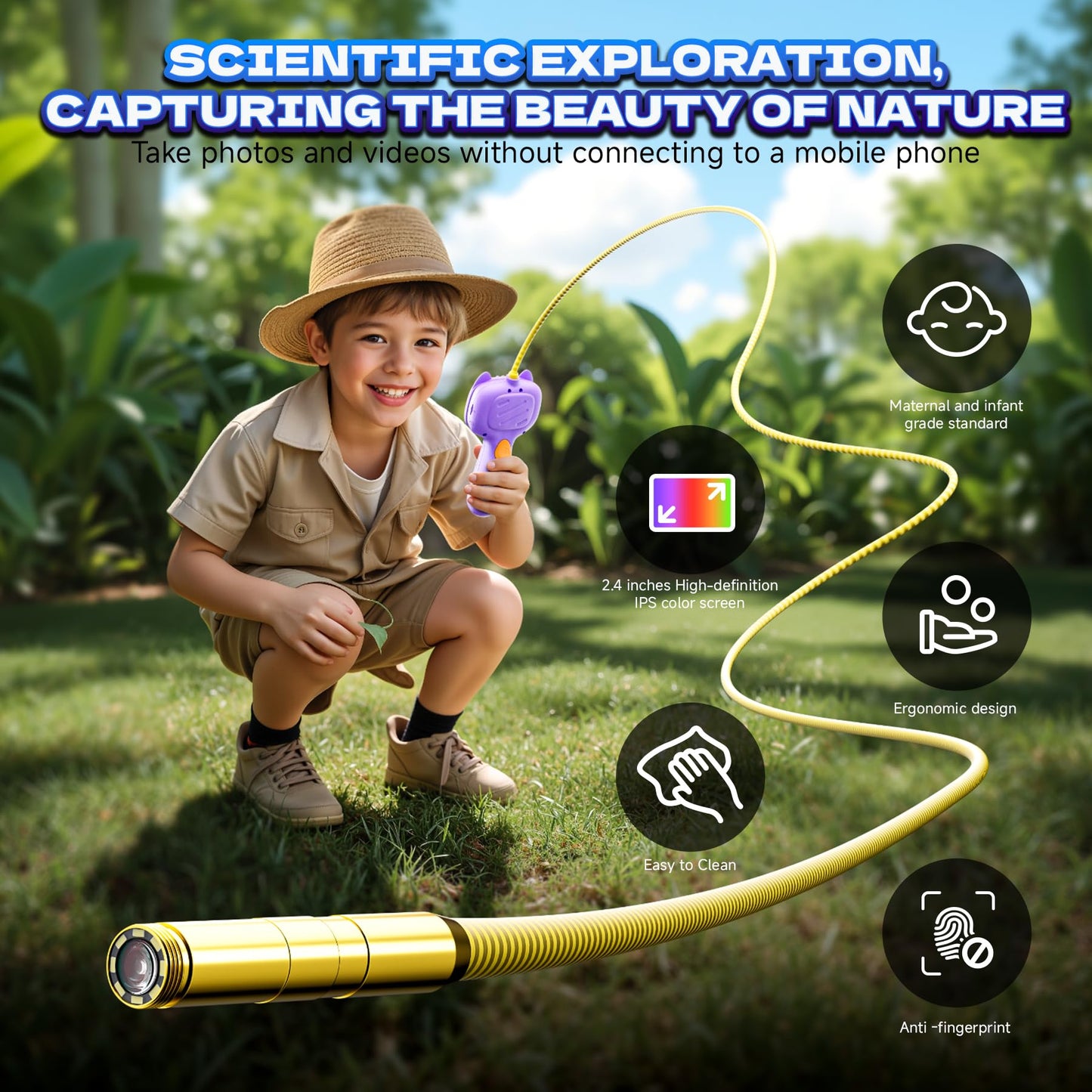 laaguu Borescope Snake Camera with Light for Kids | STEM Endoscope Educational Toy Kit