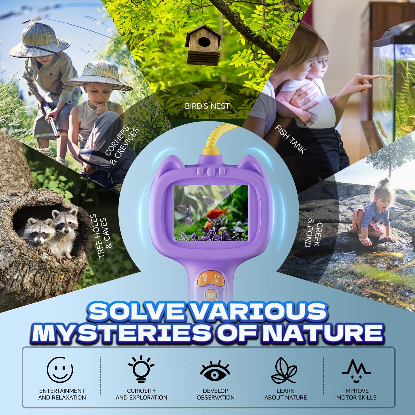 laaguu Borescope Snake Camera with Light for Kids | STEM Endoscope Educational Toy Kit