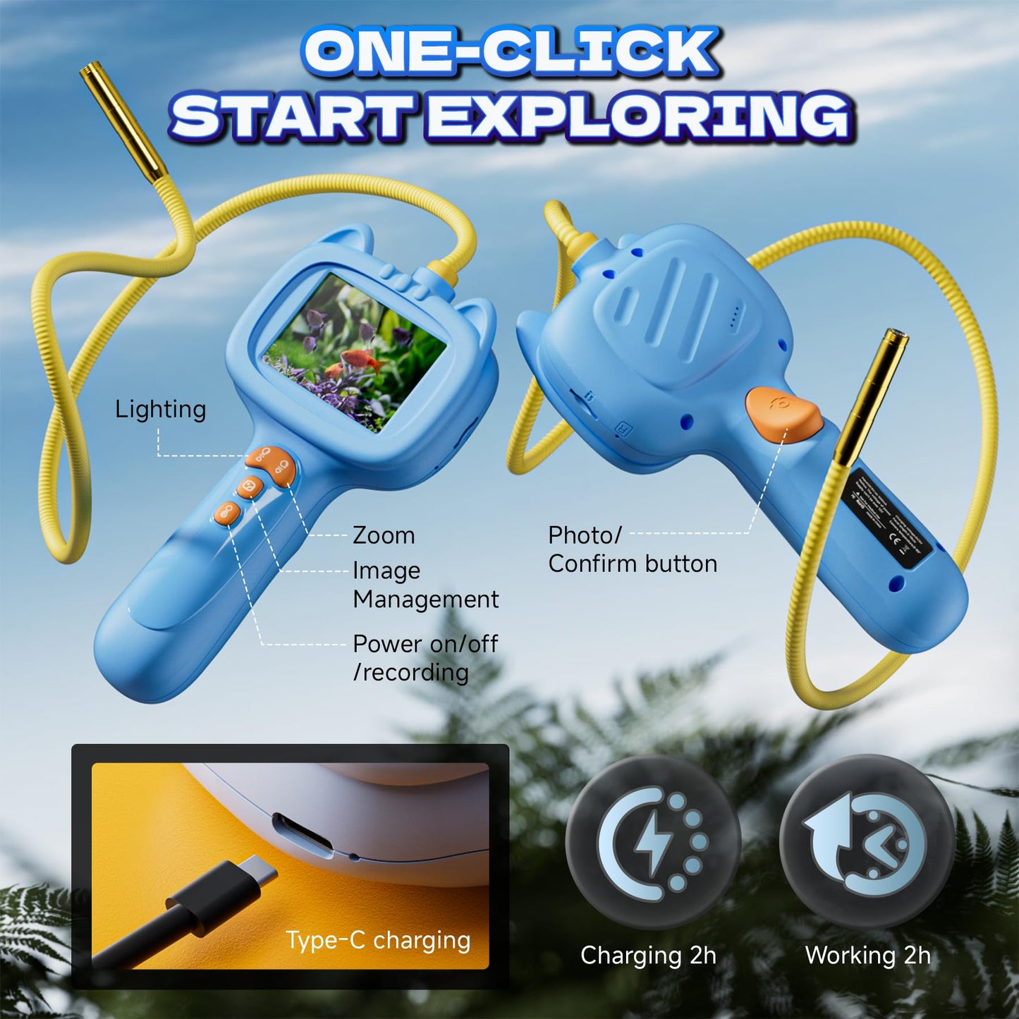 laaguu Borescope Snake Camera with Light for Kids | STEM Endoscope Educational Toy Kit