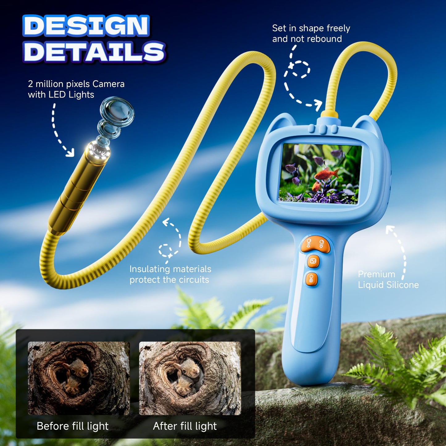laaguu Borescope Snake Camera with Light for Kids | STEM Endoscope Educational Toy Kit