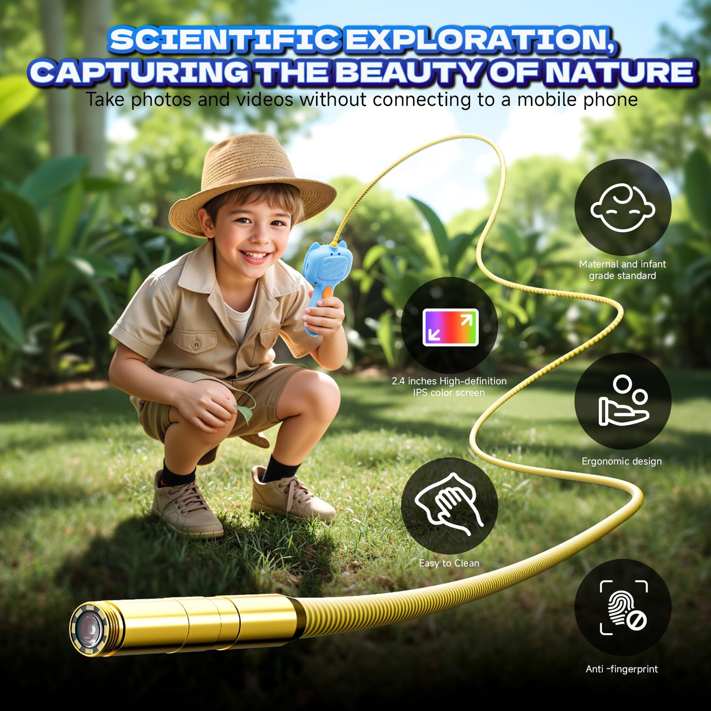 laaguu Borescope Snake Camera with Light for Kids | STEM Endoscope Educational Toy Kit