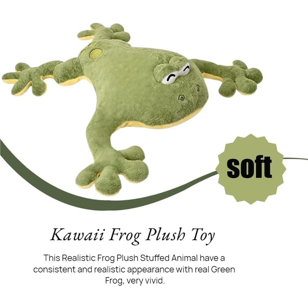 Labauxite Giant Frog Plush Pillow — Large 47.2in Soft Green Frog Toy for Kids