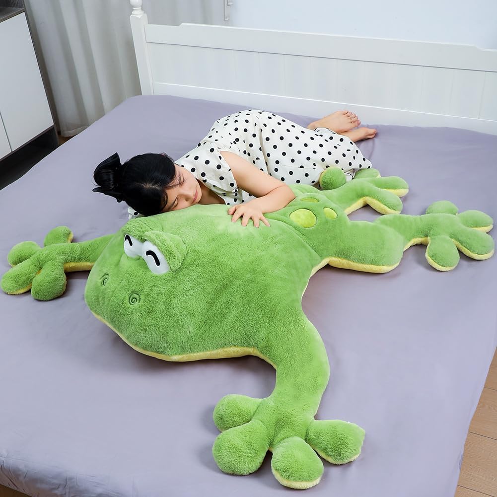 Labauxite Giant Frog Plush Pillow — Large 47.2in Soft Green Frog Toy for Kids