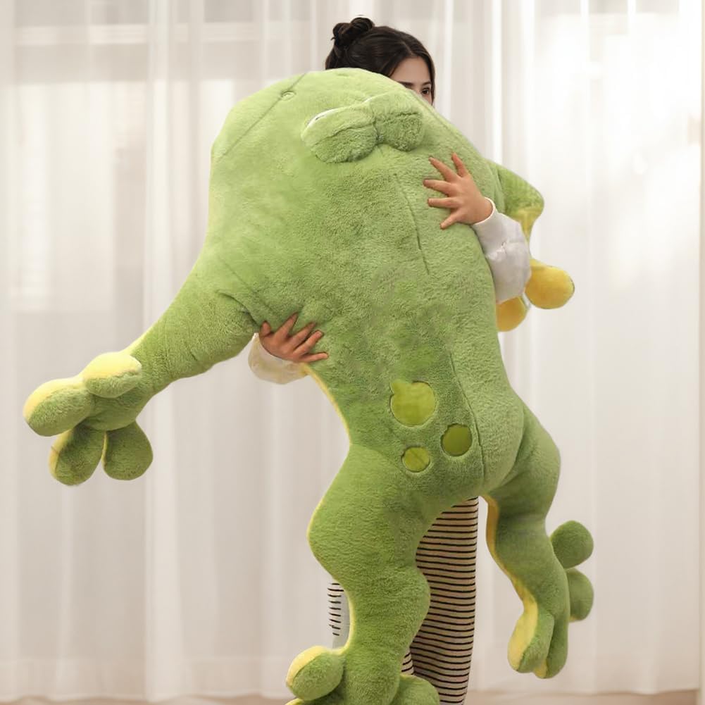 Labauxite Giant Frog Plush Pillow — Large 47.2in Soft Green Frog Toy for Kids