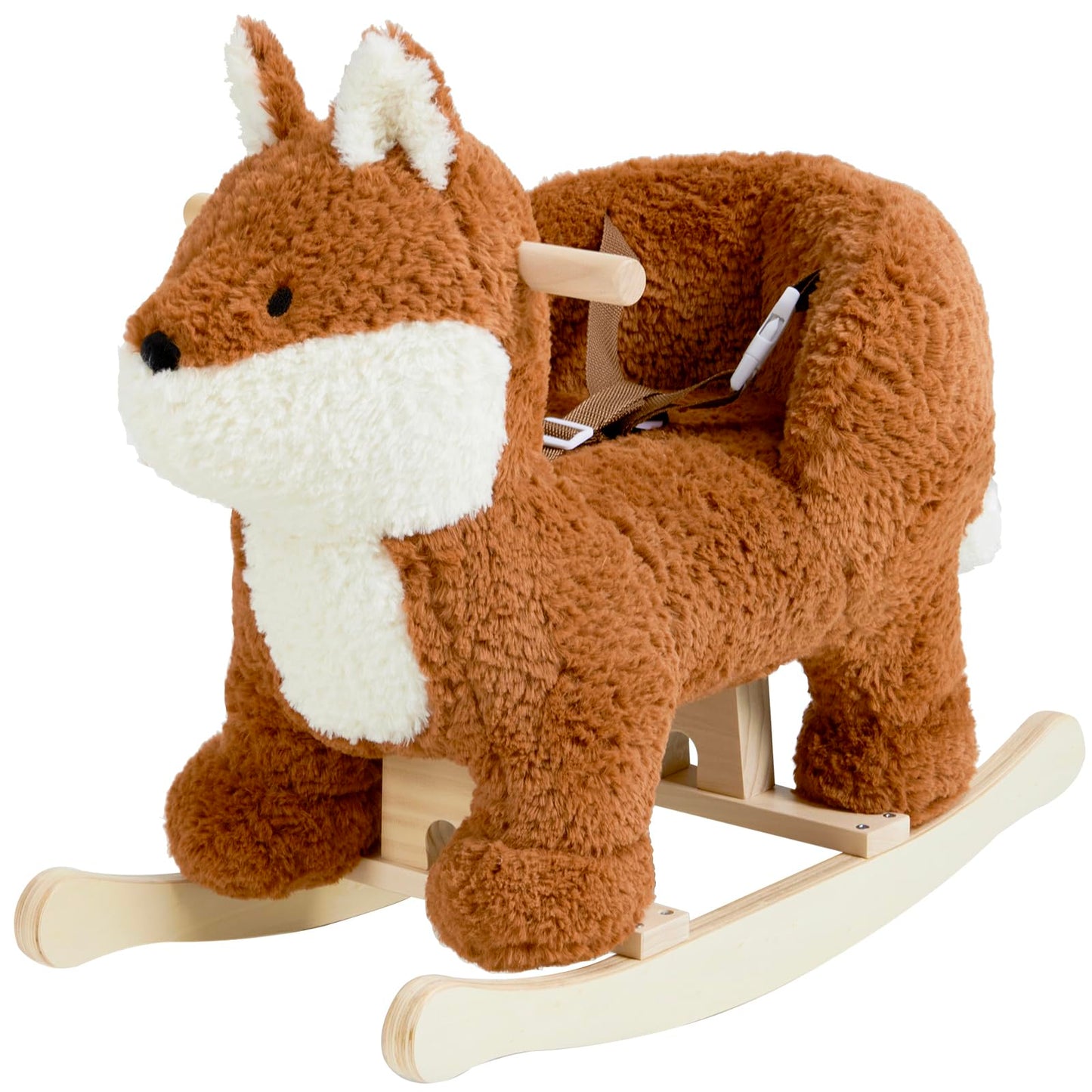 Labebe Fox Rocking Horse – Plush Brownish-Red Rocker with 3-Point Harness for Babies 6M+