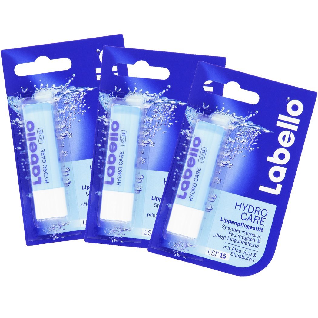Labello Hydro Care Lip Balm - 3 Pack | Moisturizing Lip Balm with Jojoba Oil
