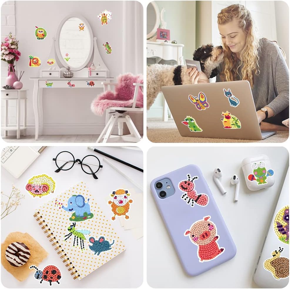 Labeol Diamond Art Kits for Kids & Beginners – Animal Sticker Craft by Numbers
