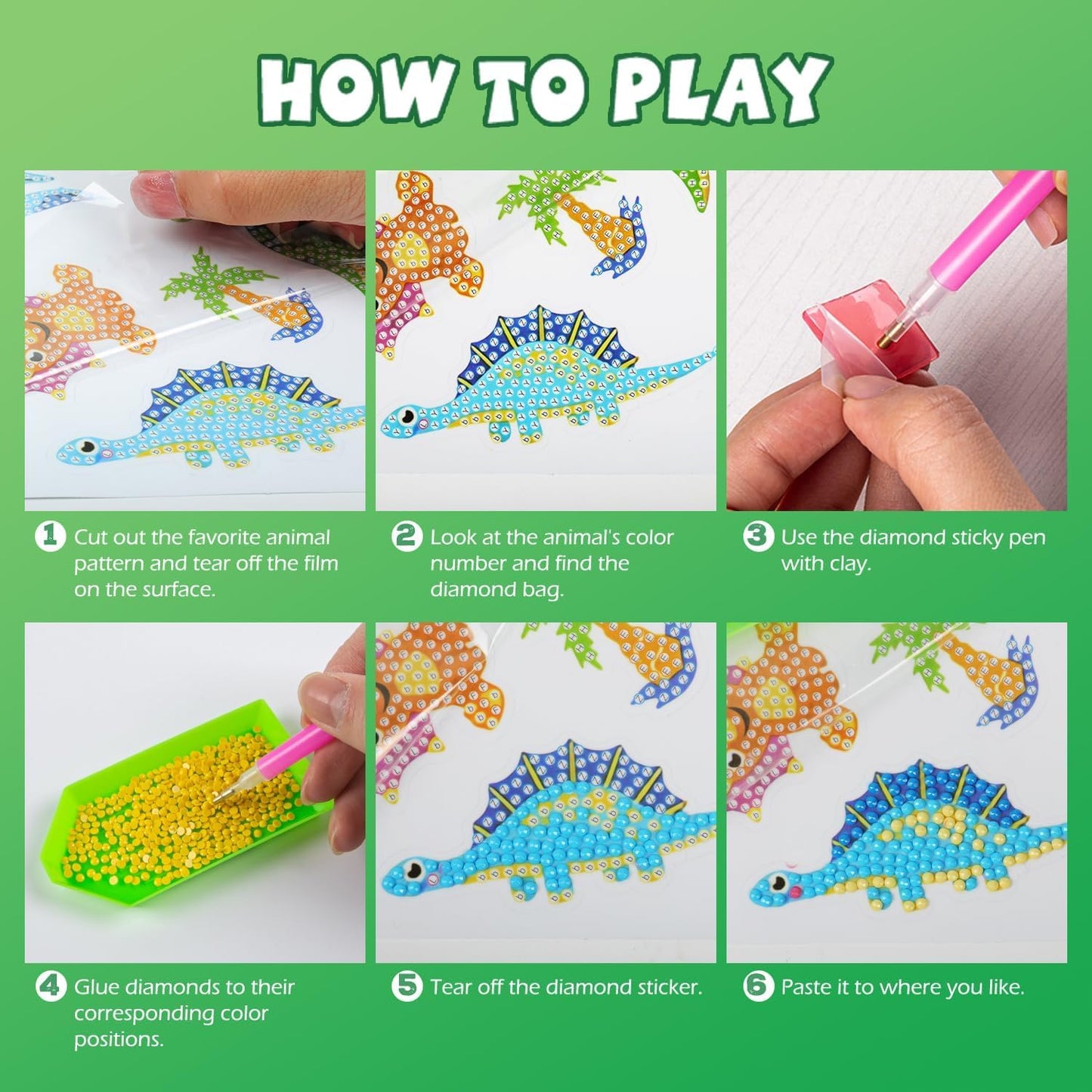 Labeol Diamond Art Kits for Kids & Beginners – Easy to DIY Colorful Diamond Sticker Art by Numbers