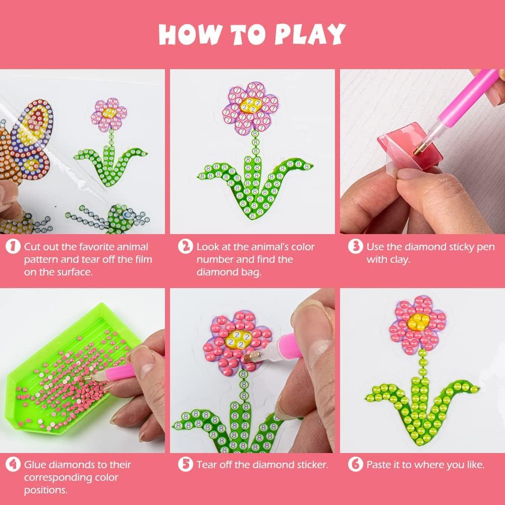 Labeol Diamond Art Kits for Kids & Beginners – Animal Sticker Craft by Numbers