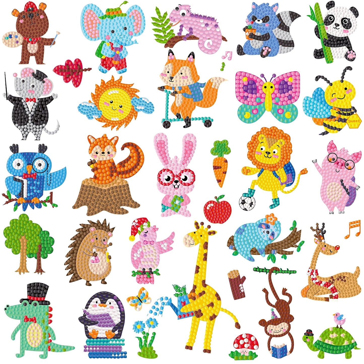 Labeol Diamond Art Kits for Kids – Easy DIY Animal Sticker Art by Numbers