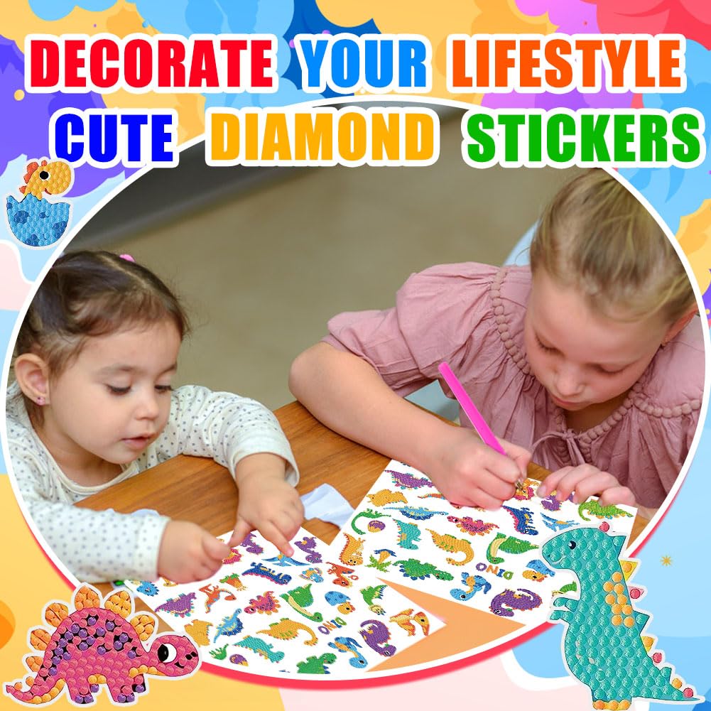 Labeol Diamond Art Kits for Kids & Beginners – New Dinosaurs, Easy DIY Sticker Art by Numbers