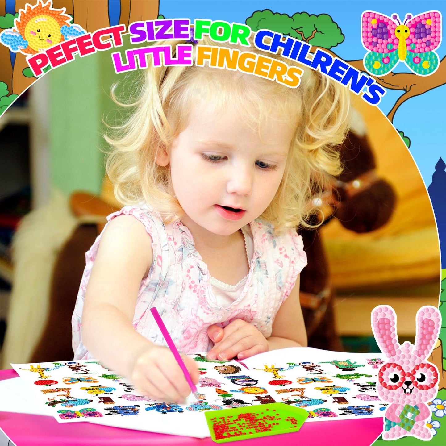Labeol Diamond Art Kits for Kids – Easy DIY Animal Sticker Art by Numbers