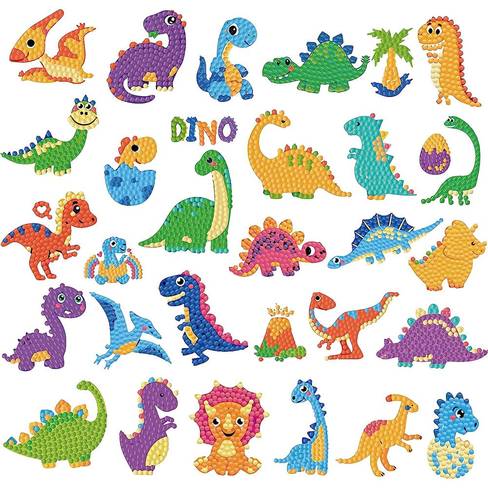 Labeol Diamond Art Kits for Kids & Beginners – New Dinosaurs, Easy DIY Sticker Art by Numbers