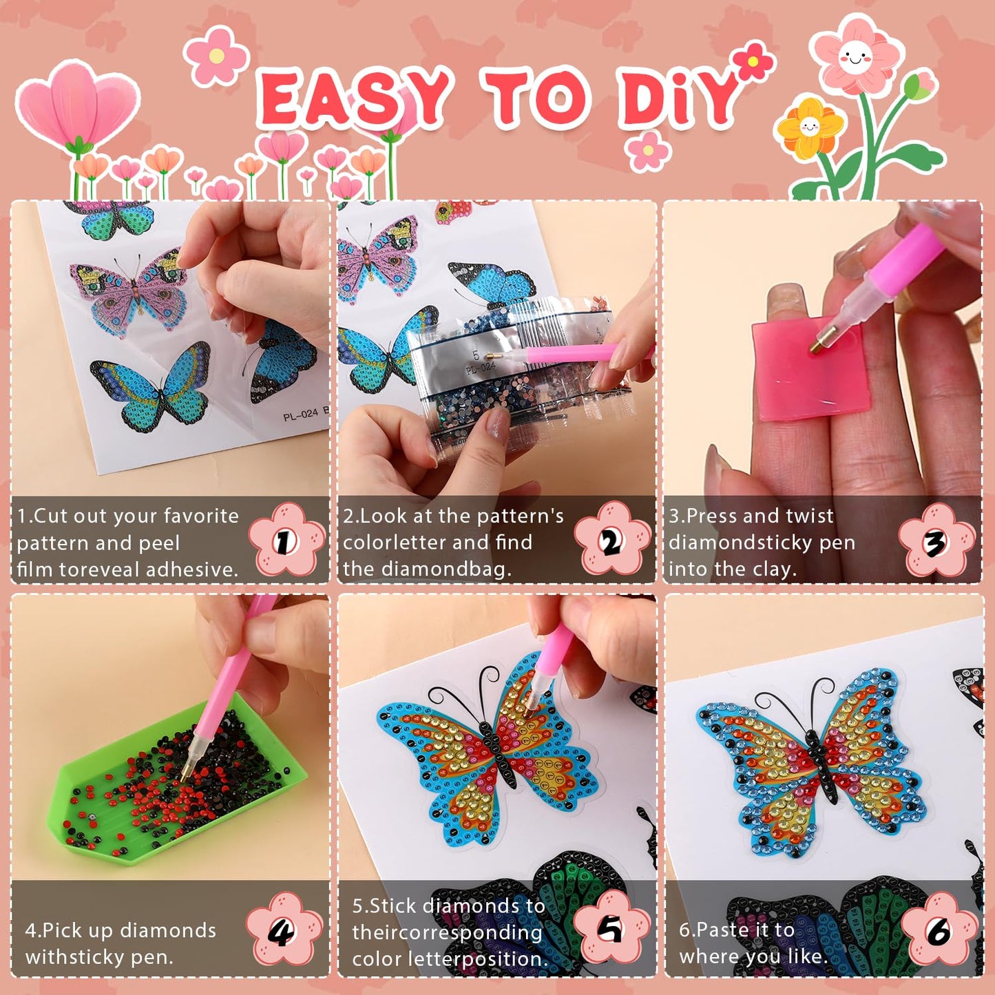 Labeol Diamond Art Kits for Kids & Beginners – Potted Plant by Numbers