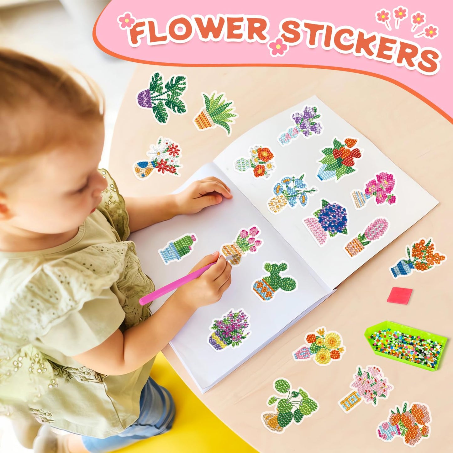 Labeol Diamond Art Kits for Kids & Beginners – Potted Plant by Numbers