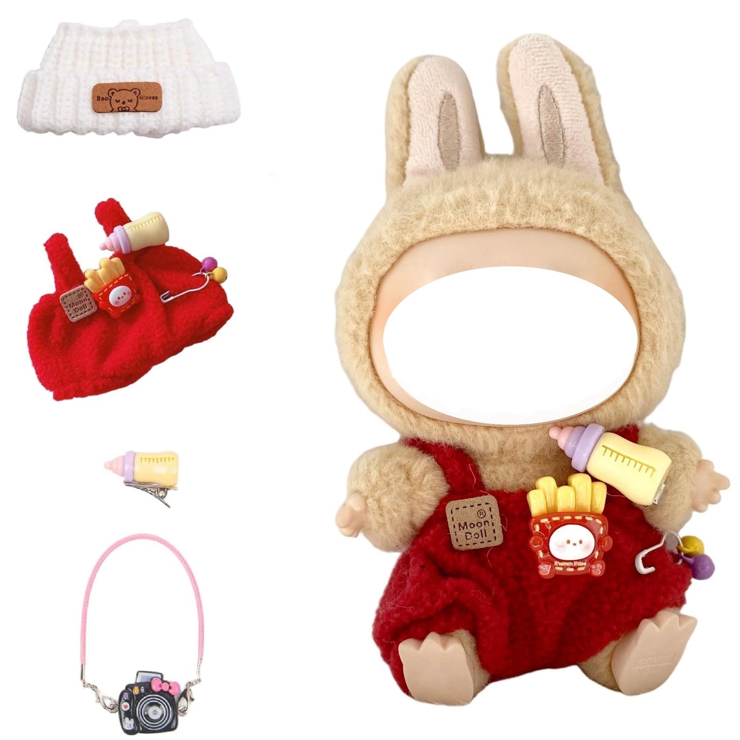 LABUBU 17cm Doll Clothes – 4-Piece Crochet Outfit Set for Dress Up
