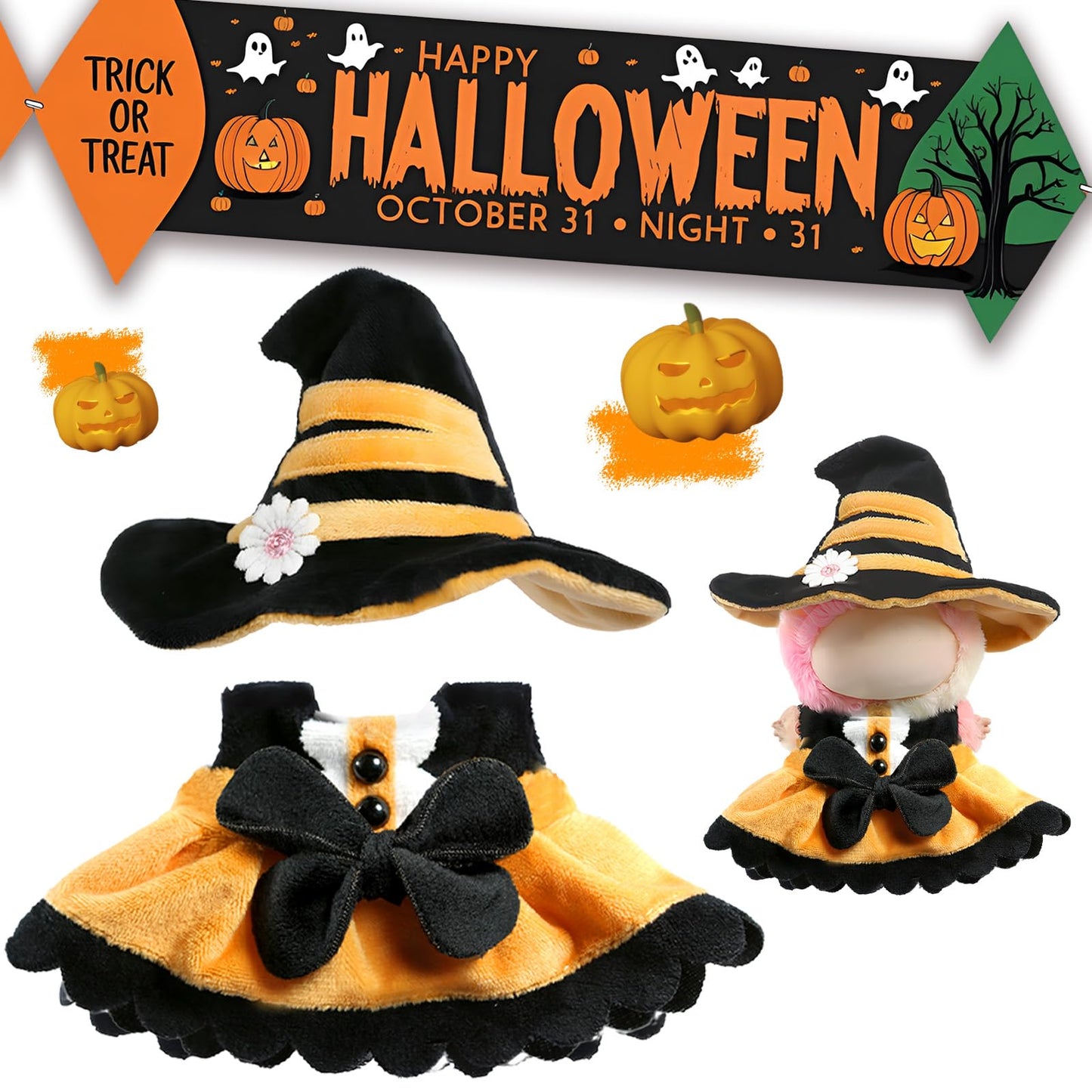 LABUBU Doll Clothes – 2-Piece Sweetheart Witch Outfit for 17cm LABUBU Dolls
